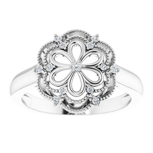 Sterling Silver .08 Carat Diamond Ring Size 6