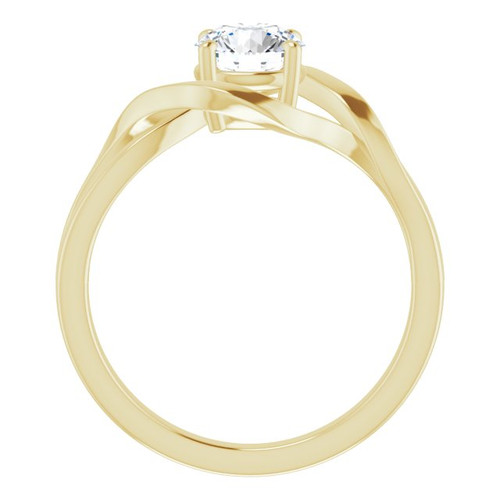 Genuine White Sapphire Round Cut Ring in 14 Karat Yellow Gold