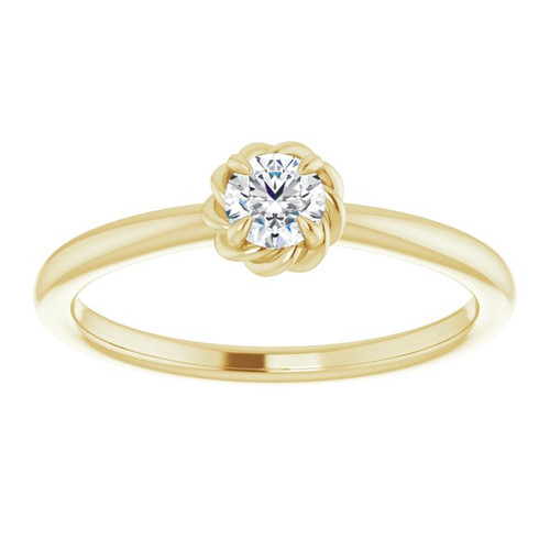 Yellow Gold Ring 14 Karat 0.20 Carat Natural Diamond Solitaire Rope Ring