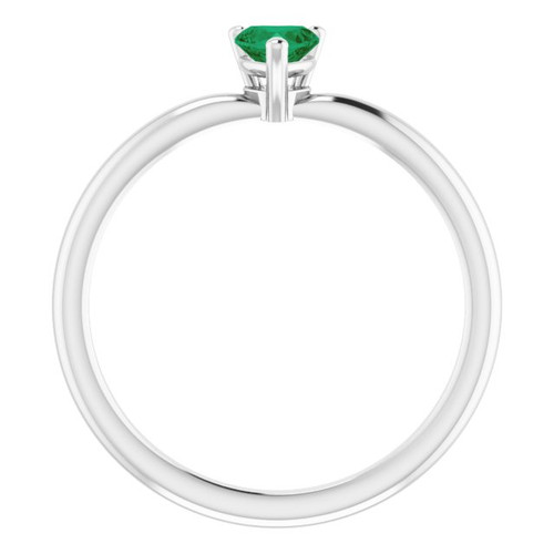 White Gold Ring 14 Karat Lab Grown Emerald Solitaire Ring