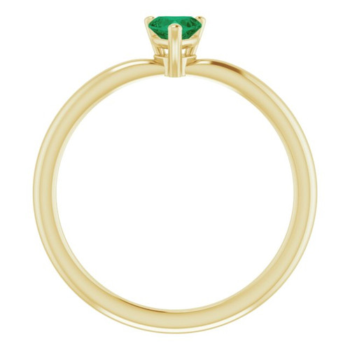 Yellow Gold Ring 14 Karat Lab Grown Emerald Solitaire Ring