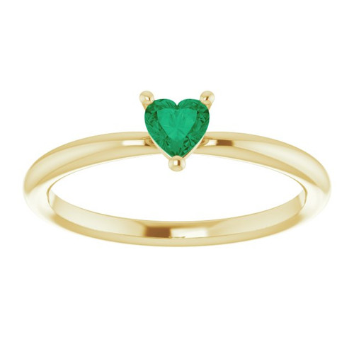Yellow Gold Ring 14 Karat Lab Grown Emerald Solitaire Ring