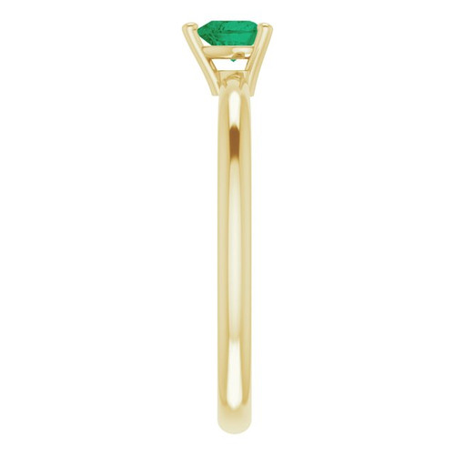Yellow Gold Ring 14 Karat Lab Grown Emerald Solitaire Ring