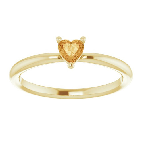 Yellow Gold Ring 14 Karat Natural Citrine Solitaire Ring