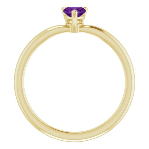 Yellow Gold Ring 14 Karat Natural Genuine AAA Amethyst Solitaire Ring