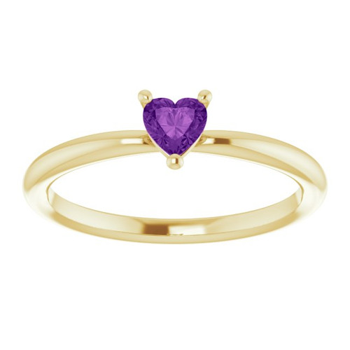 Yellow Gold Ring 14 Karat Natural Genuine AAA Amethyst Solitaire Ring