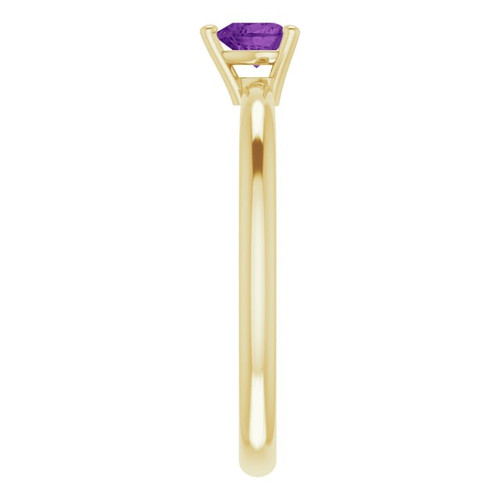Yellow Gold Ring 14 Karat Natural Genuine AAA Amethyst Solitaire Ring