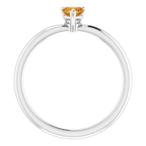White Gold Ring 14 Karat Natural Citrine Solitaire Ring