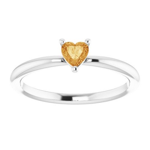 White Gold Ring 14 Karat Natural Citrine Solitaire Ring