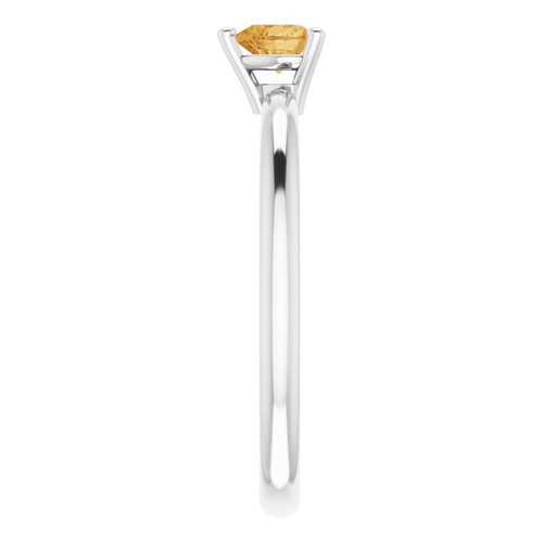 White Gold Ring 14 Karat Natural Citrine Solitaire Ring