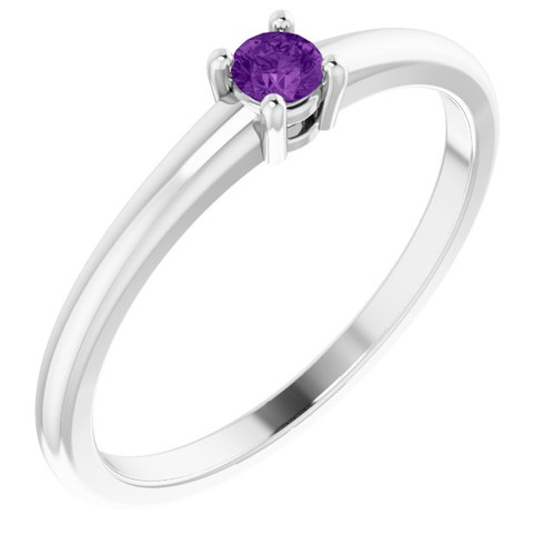 White Gold Ring 14 Karat Natural Natural Genuine AAA Amethyst Ring