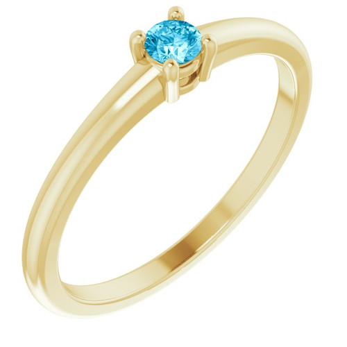 Yellow Gold Ring 14 Karat Natural Aquamarine Gemstone Ring