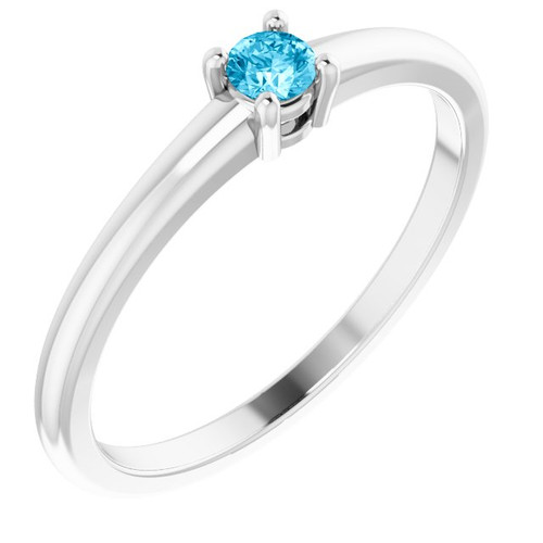 White Gold Ring 14 Karat Natural Aquamarine Gemstone Ring