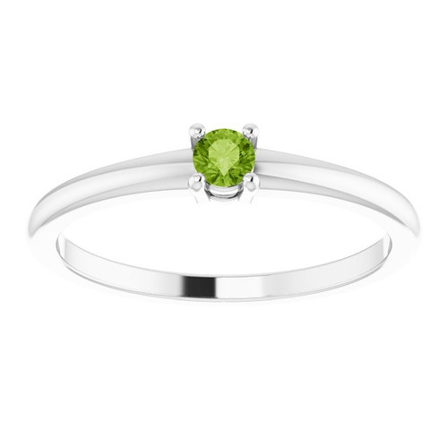 White Gold Ring 14 Karat Natural Peridot Gemstone Ring