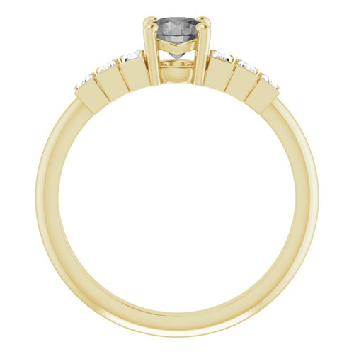 Yellow Gold Ring 14 Karat Natural Gray Spinel and 0.33 Carat Natural Diamond Ring