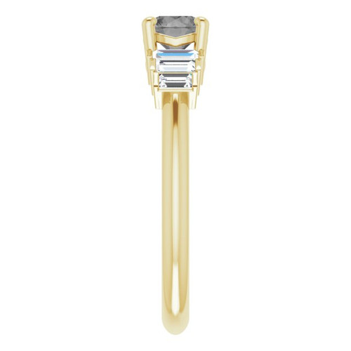 Yellow Gold Ring 14 Karat Natural Gray Spinel and 0.33 Carat Natural Diamond Ring