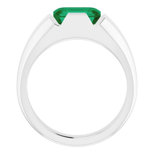 Sterling Silver Lab Grown Emerald Gemstone Ring