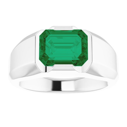 Sterling Silver Lab Grown Emerald Gemstone Ring