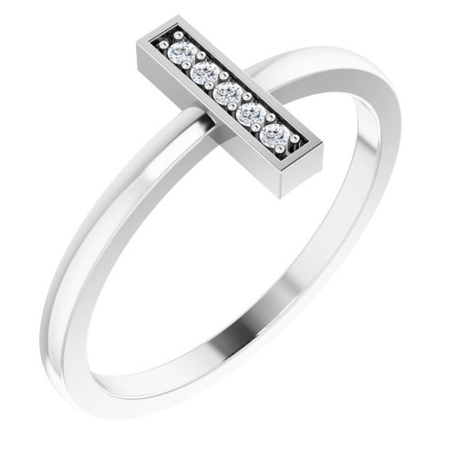 Platinum .05 Carat Diamond Bar Ring.