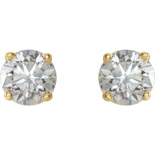 14 Karat Yellow Gold 0.75 Carat Diamond Earrings..