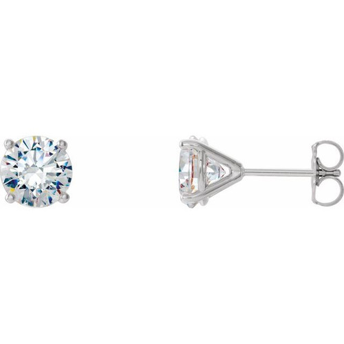 Platinum 2 Carat Weight Diamond 4-Prong Cocktail-Style Earrings.