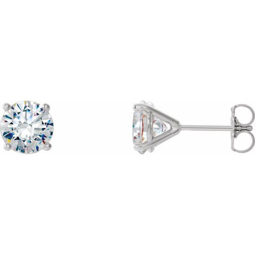 Platinum 2 Carat Weight Diamond 4-Prong Cocktail-Style Earrings..