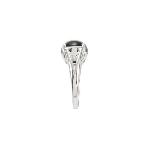 Sterling Silver Cabochon Natural Black Onyx Ring – 14 x 10 mm Oval Cab