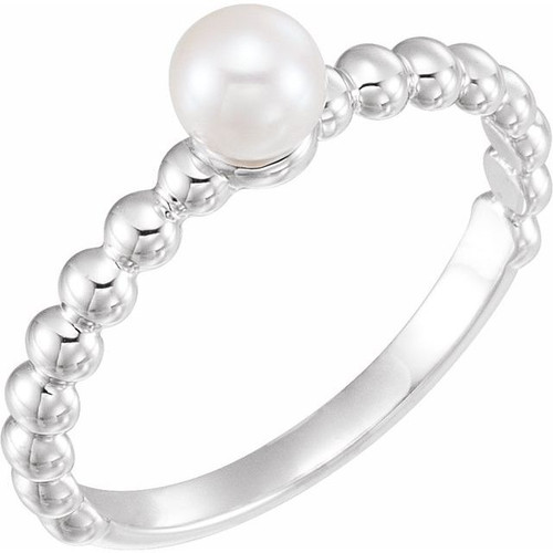 Buy 14 Karat White Gold 5.5-6mm Freshwater Pearl Ring.