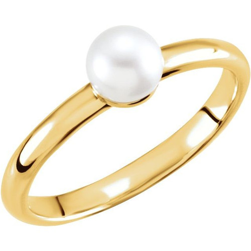 14 Karat Yellow Gold 5.5-6mm Freshwater Pearl Ring. 14 Karat Yellow Gold 5.5-6mm Freshwater Pearl Ring.
