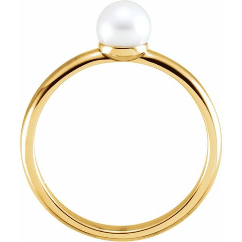 14 Karat Yellow Gold 5.5-6mm Freshwater Pearl Ring. 14 Karat Yellow Gold 5.5-6mm Freshwater Pearl Ring.