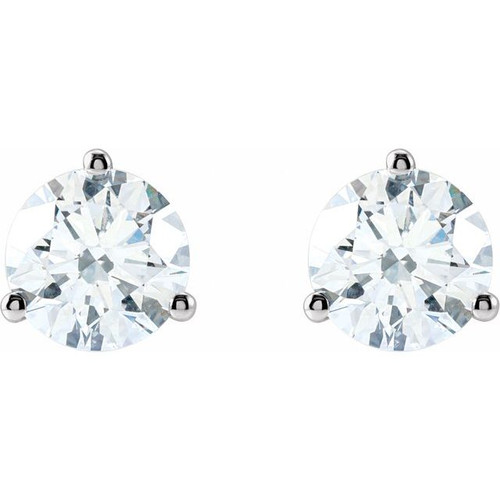 Stud Lab Diamond Earrings in 14 Karat White Gold 1.50 Carats