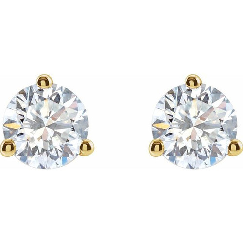 Stud Lab Diamond Earrings in 14 Karat Yellow Gold 1 Carat