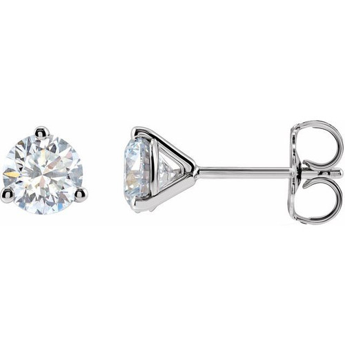 Stud Lab Diamond Earrings in 14 Karat White Gold 1 Carat