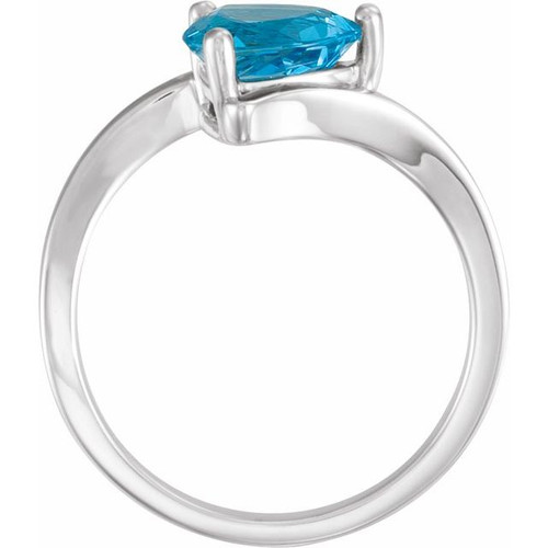 Genuine Swiss Blue Trillion Cut Topaz Ring in 14 Karat White Gold