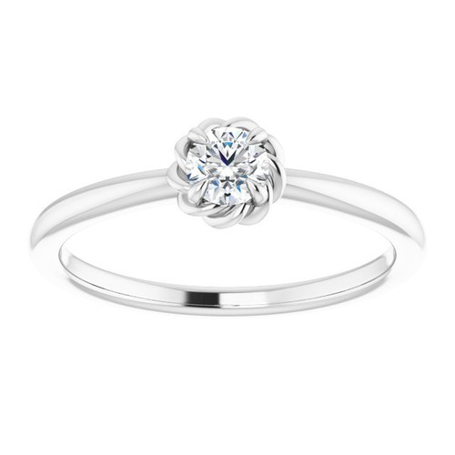 Sterling Silver 0.20 Carat Natural Diamond Solitaire Rope Ring