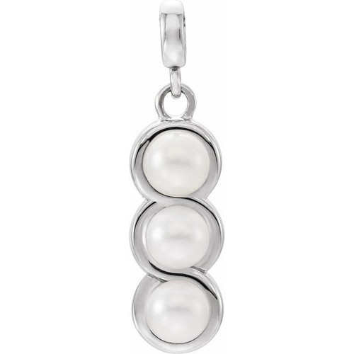 14 Karat White Gold Freshwater Pearl Pendant.
