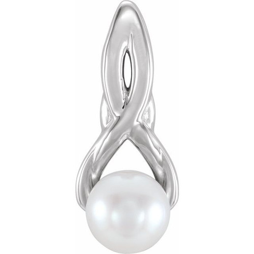 14 Karat White Gold Freshwater Pearl Pendant..