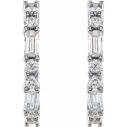 14 Karat White Gold 0.20 Carat Lab Made Diamond Hoop Earrings