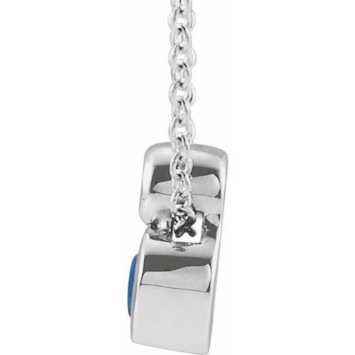 Sterling Silver 5x3 mm Pear Lab-Grown Blue Sapphire & .03 CT Diamond 16-18" Necklace.