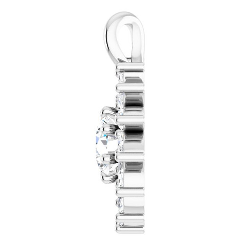 Platinum Natural White Sapphire & 5/8 CTW Natural Diamond Halo-Style Pendant.
