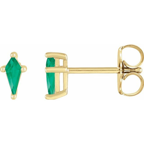 14K Yellow Lab-Grown Emerald Earrings