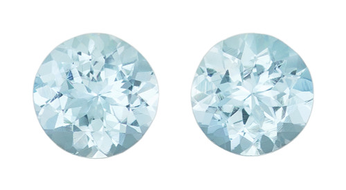 Matched Pair Gems - Aquamarine - Round Cut - 2.05 carats - 7mm