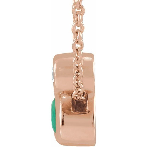 14K Rose 5x3 mm Oval Lab-Grown Blue Sapphire & .03 CT Natural Diamond 16-18" Necklace.