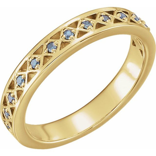 Genuine Aquamarines set in 14 Karat Yellow Gold Stackable Stylish Ring
