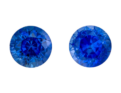 Matched Pair Gems - Blue Sapphire - Round Cut - 1.16 carats - 4.5mm