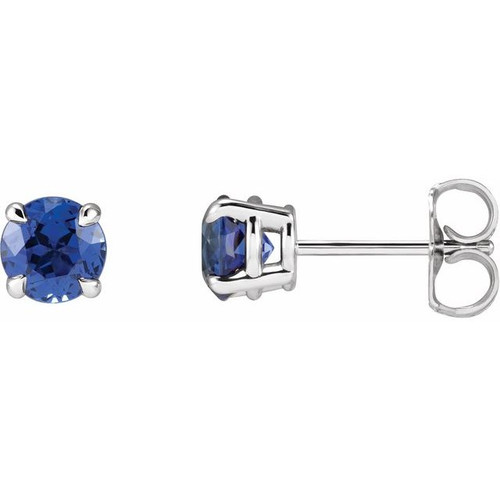 Platinum Lab Blue Sapphire Earrings