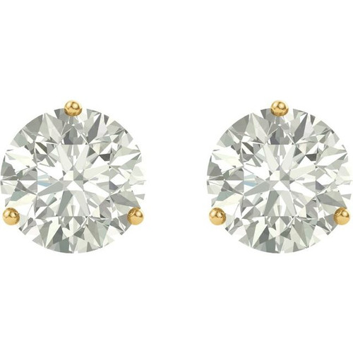  Created Moissanite Earrings in 14 Karat Yellow Gold 5 mm Round Forever One Moissanite Earrings