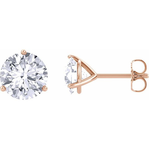  Created Moissanite Earrings in 14 Karat Rose Gold 5 mm Round Forever One Moissanite Earrings..