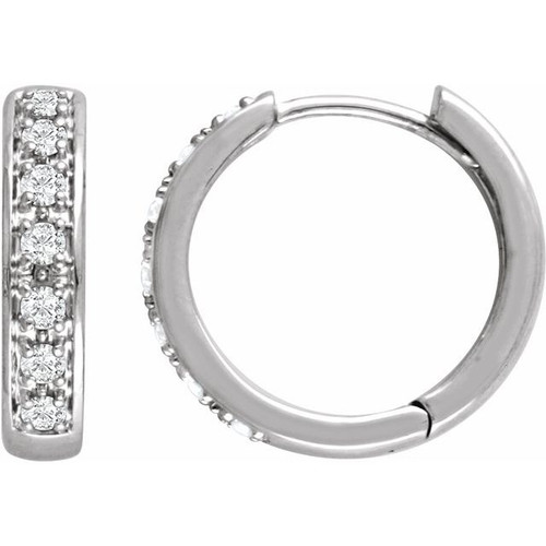 14 Karat White Gold 0.33 Carat Diamond Hoop Earrings..