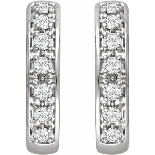 14 Karat White Gold 0.33 Carat Diamond Hoop Earrings..